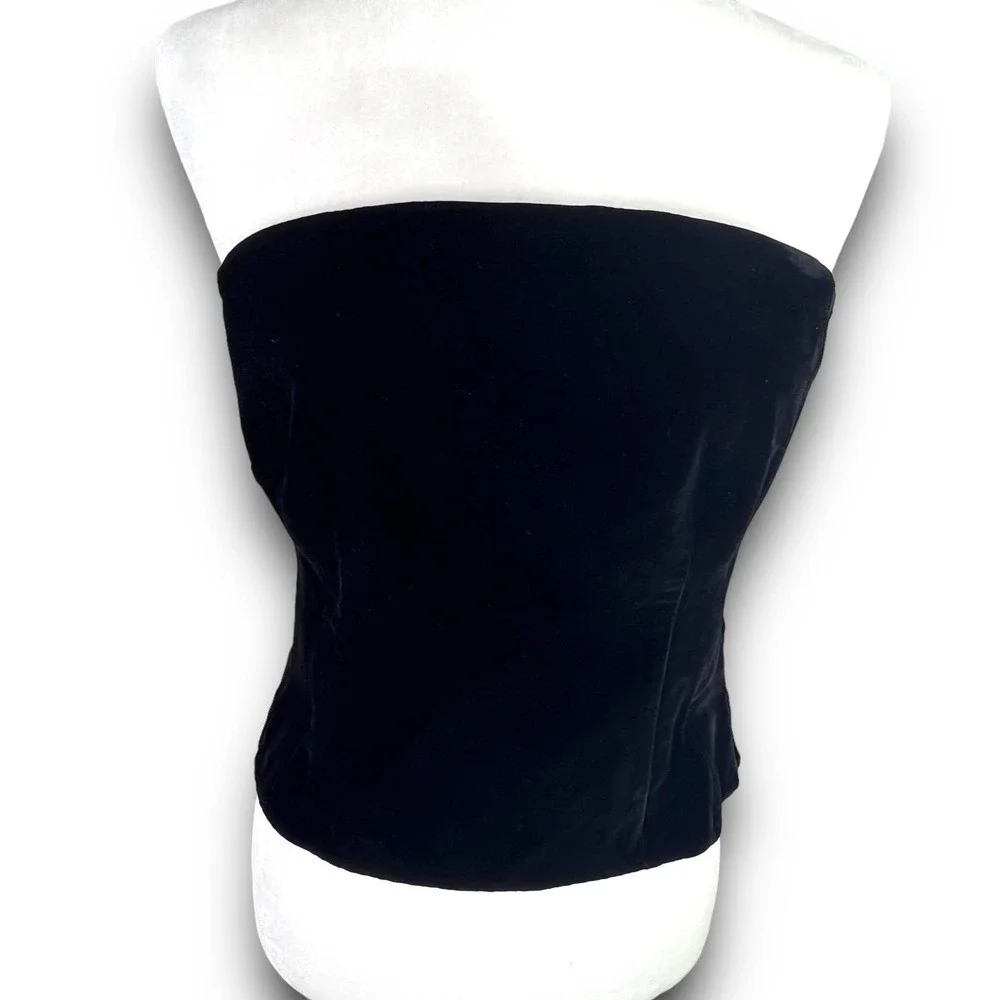 Ann Taylor Black Velvet Strapless Corset Tube Top Size 6